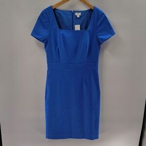 J. Crew Factory Blue Midi Dress Size 10 Short Sleeve Zip Back New w Tags